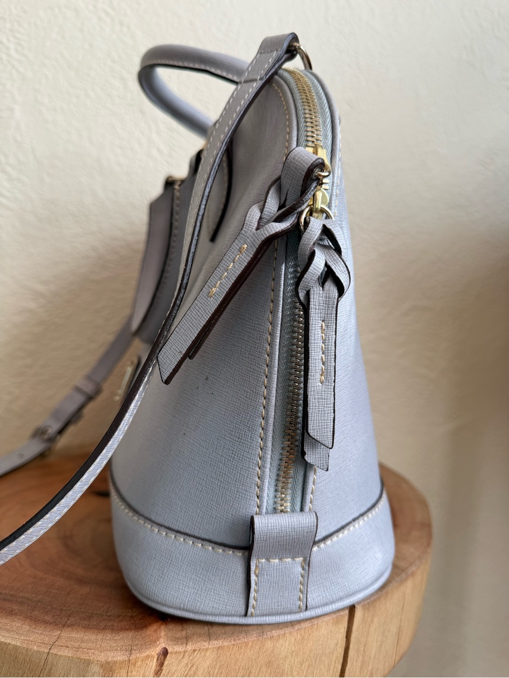Dooney & Bourke Saffiano Leather Domed Satchel | Dove Gray | Dust Bag Included - Picture 6 of 11